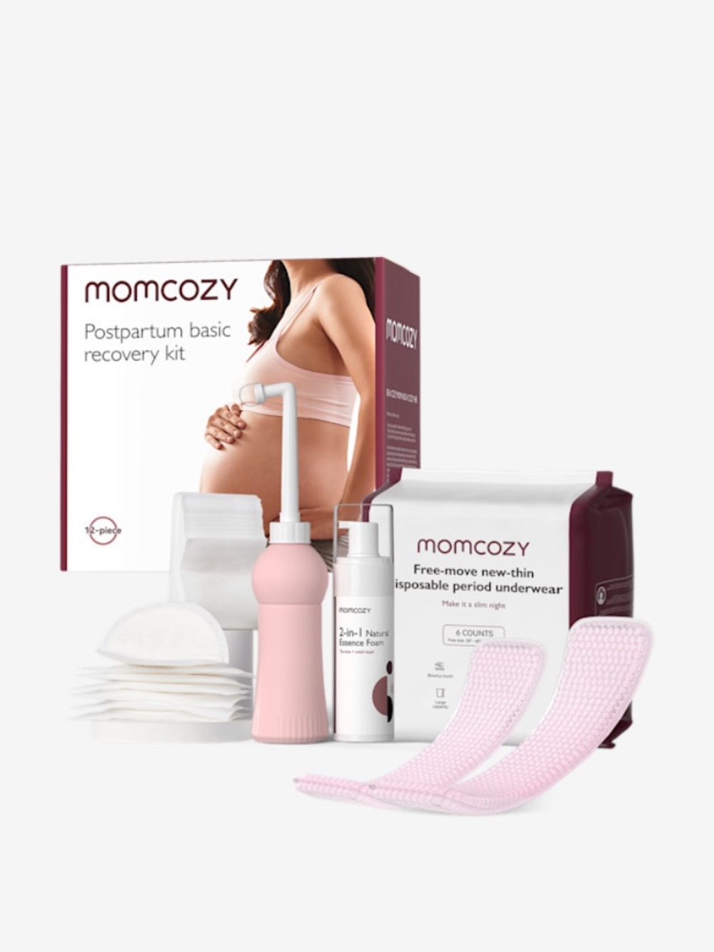 momcozy Postpartum Recovery & Period Care Kit — Pink